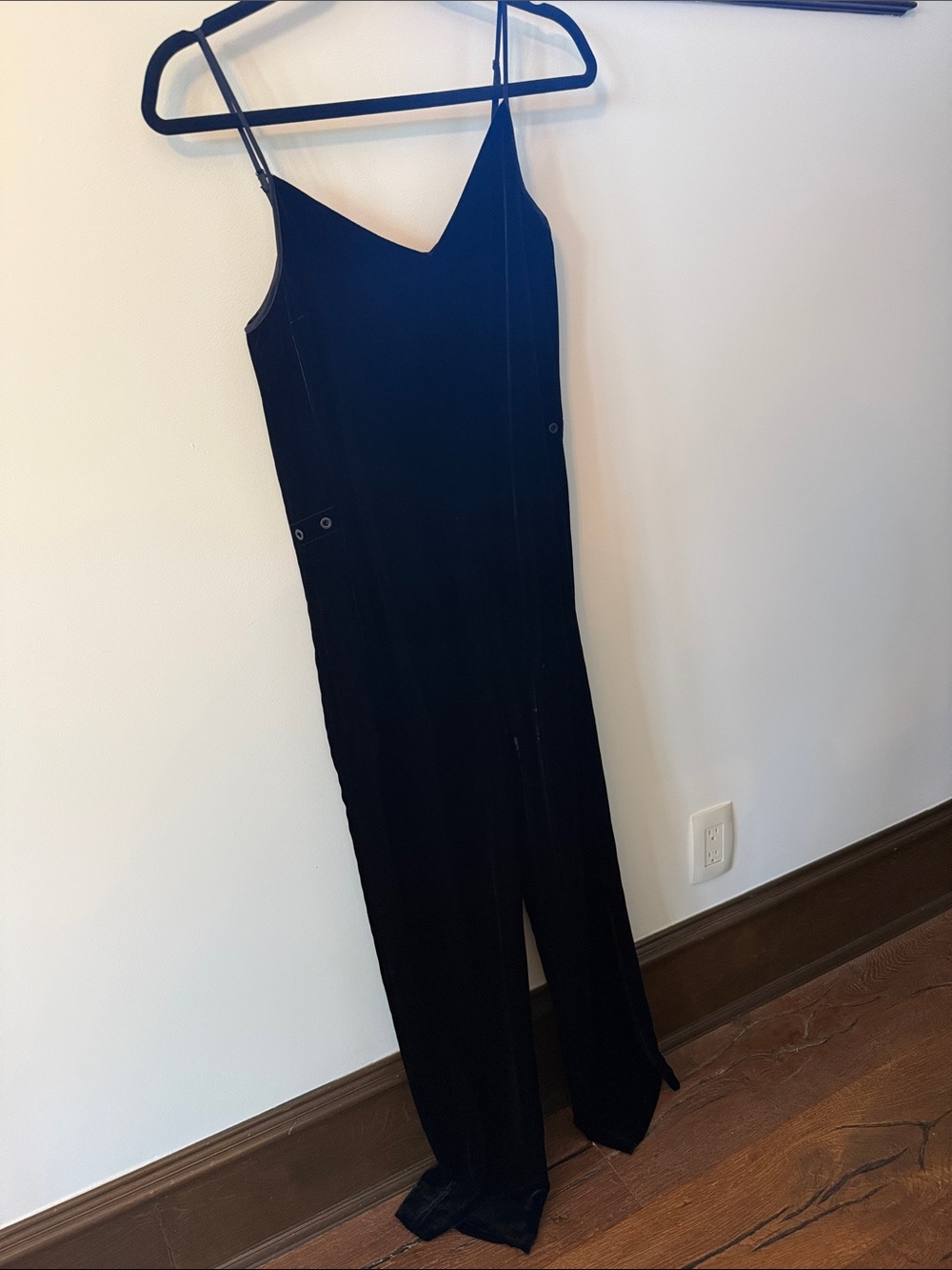 rag & bone Black Velvet Spaghetti-Strap Jumpsuit